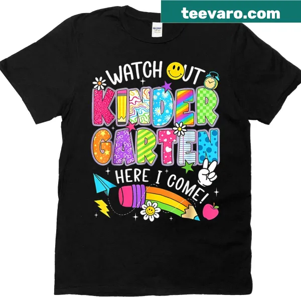 Kids T-shirt with 'Watch Out Kindergarten Here I Come' text