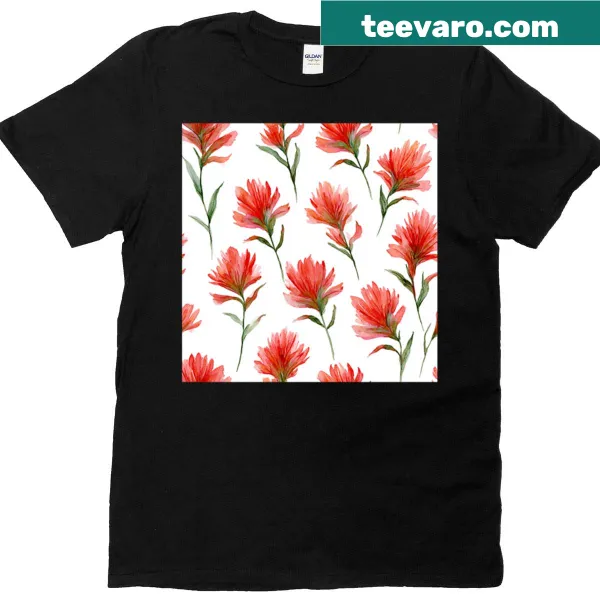 Seamless floral pattern design featuring Indian Paintbrush flowers