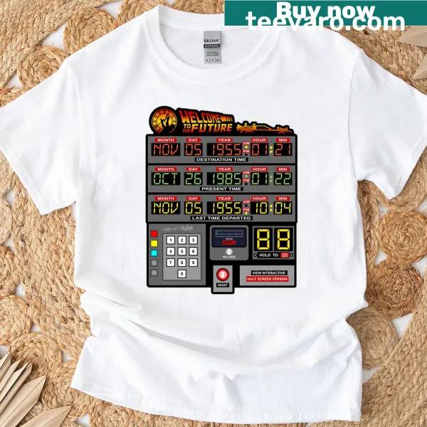 Typographic design on a t-shirt stating 'Welcome To The Future'