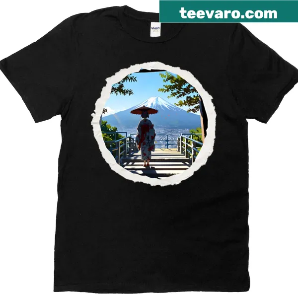 Graphic of Mount Fuji on a scenic t-shirt