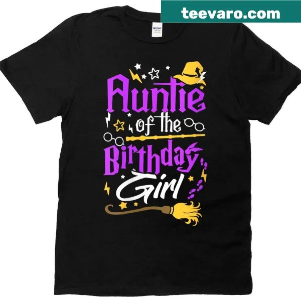 Halloween t-shirt stating 'Auntie Of The Birthday Girl'