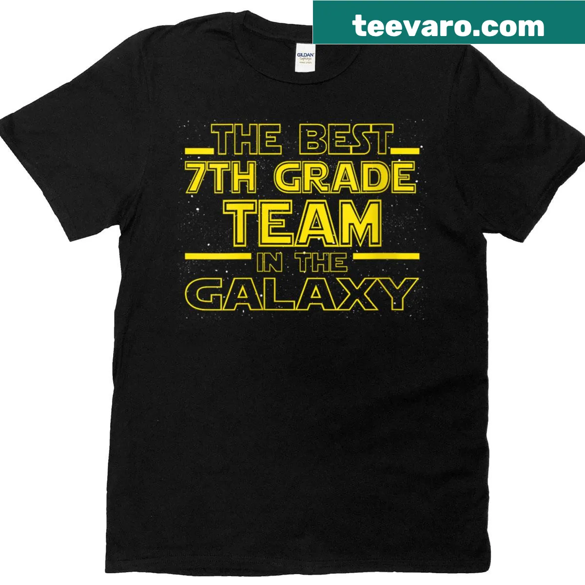 Back to school t-shirt stating 'Best 7th Grade Team In The Galaxy' with space theme — on a men's t-shirt
