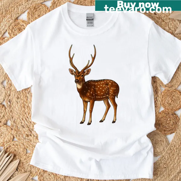 Illustrated T-shirt featuring a Chital Axis deer