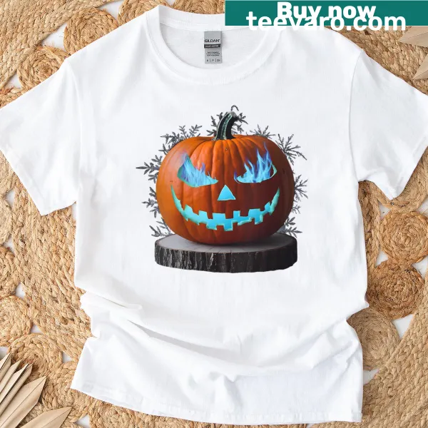 Halloween t-shirt featuring a Jack O Lantern face graphic