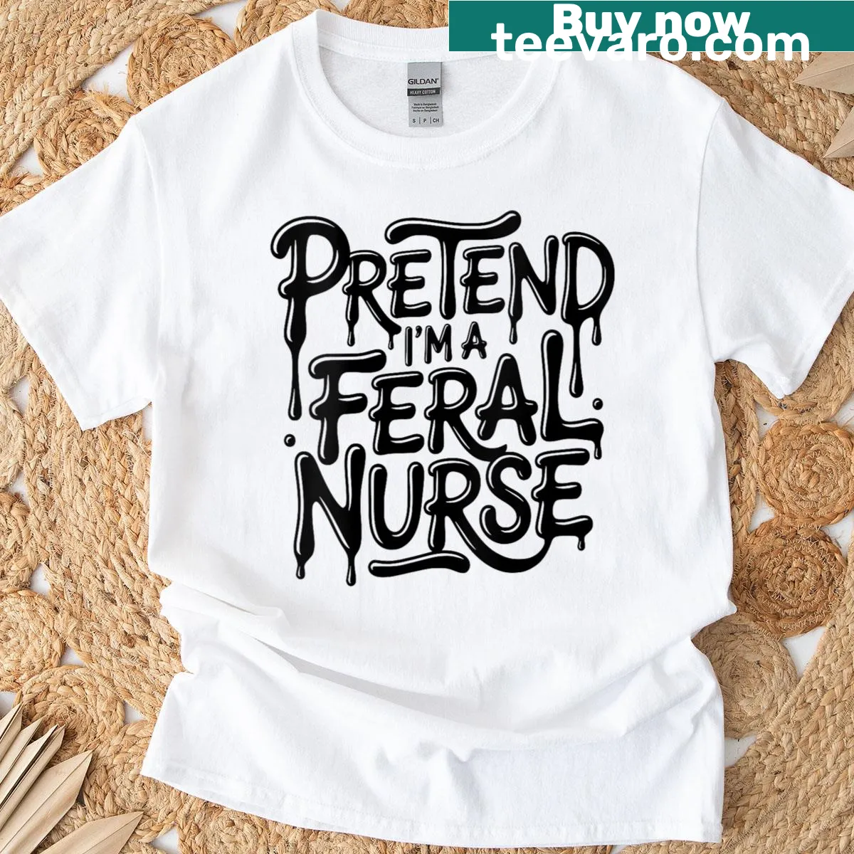 Spooky nurse-themed Halloween t-shirt with a feral design — on a men's t-shirt