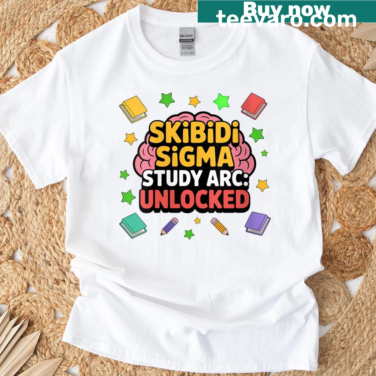T-shirt with inspiring study arc design for back-to-school students — on a men's t-shirt