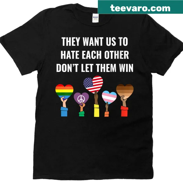 Typographic shirt with the phrase about unity and not letting hate win.