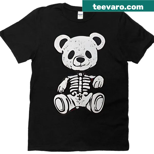 X-ray style illustration of a teddy bear on a t-shirt