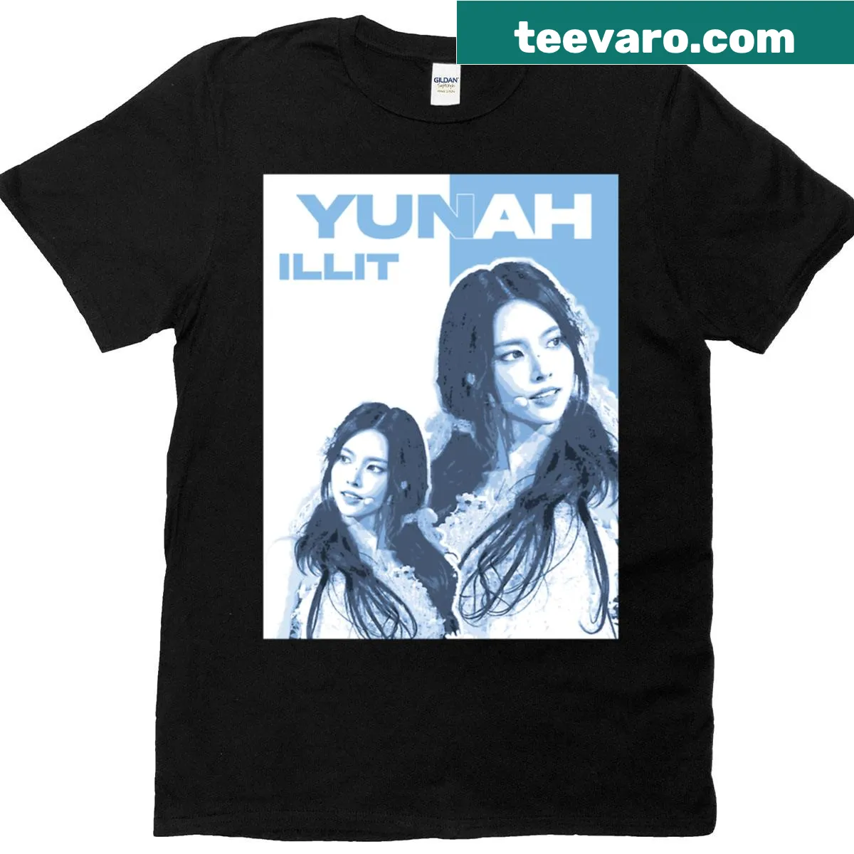 Minimalist T-shirt featuring the phrase 'Yunah Illit' in clean typography — on a men's t-shirt