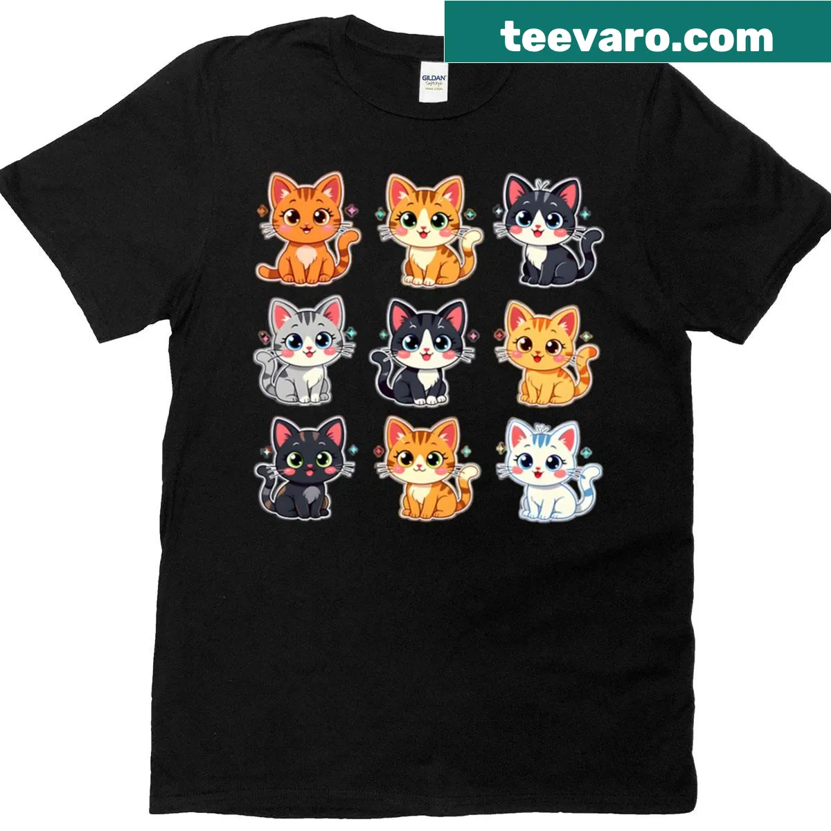 Adorable cartoon cats graphic on a cute T-shirt — on a men's t-shirt