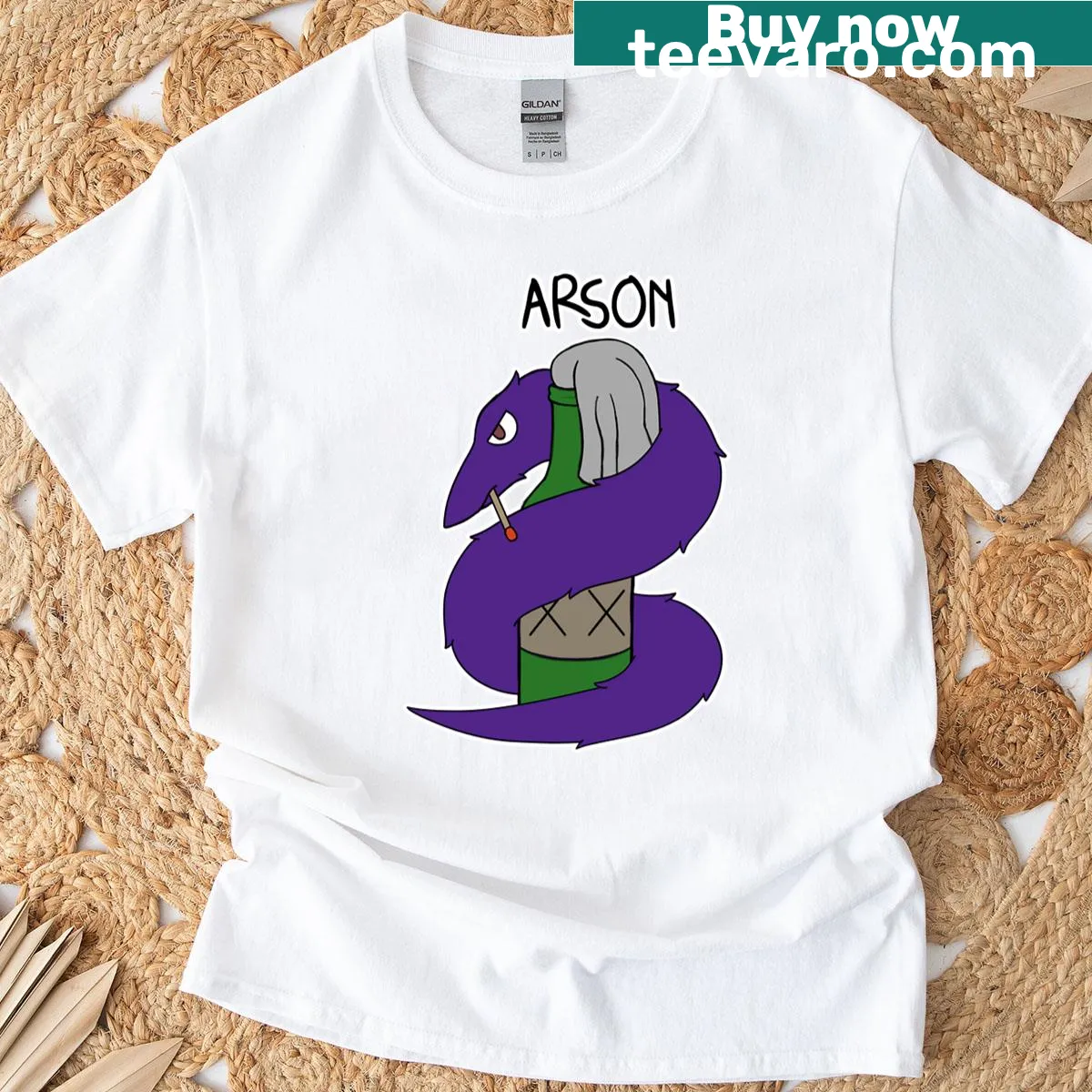 Illustration of a fierce mythical Wurm — on a men's t-shirt