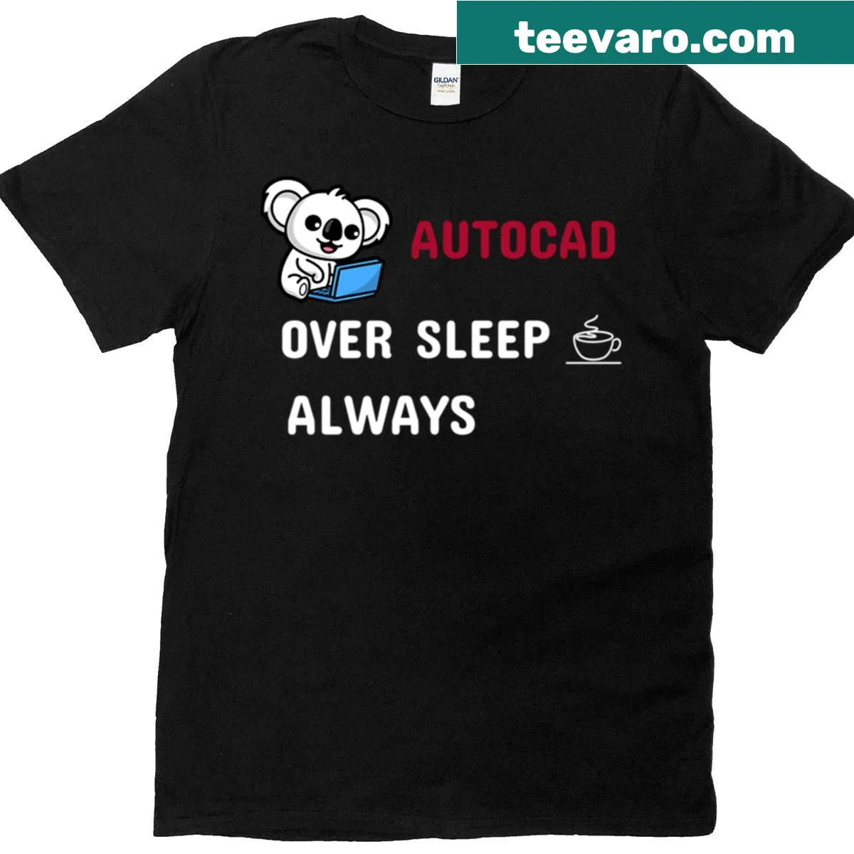 Humorous Autocad Over Sleep T-shirt for designers — on a men's t-shirt