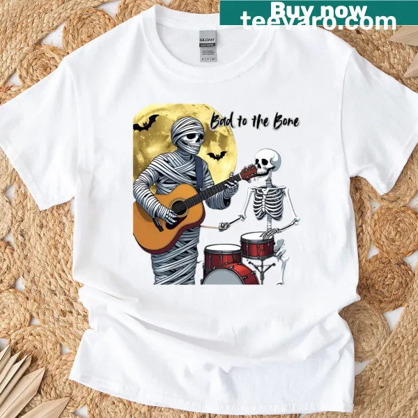 Bold typography Bad To The Bone design on T-shirt