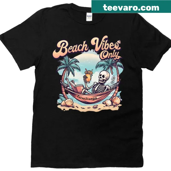 Skeleton in a hammock graphic on a playful T-shirt