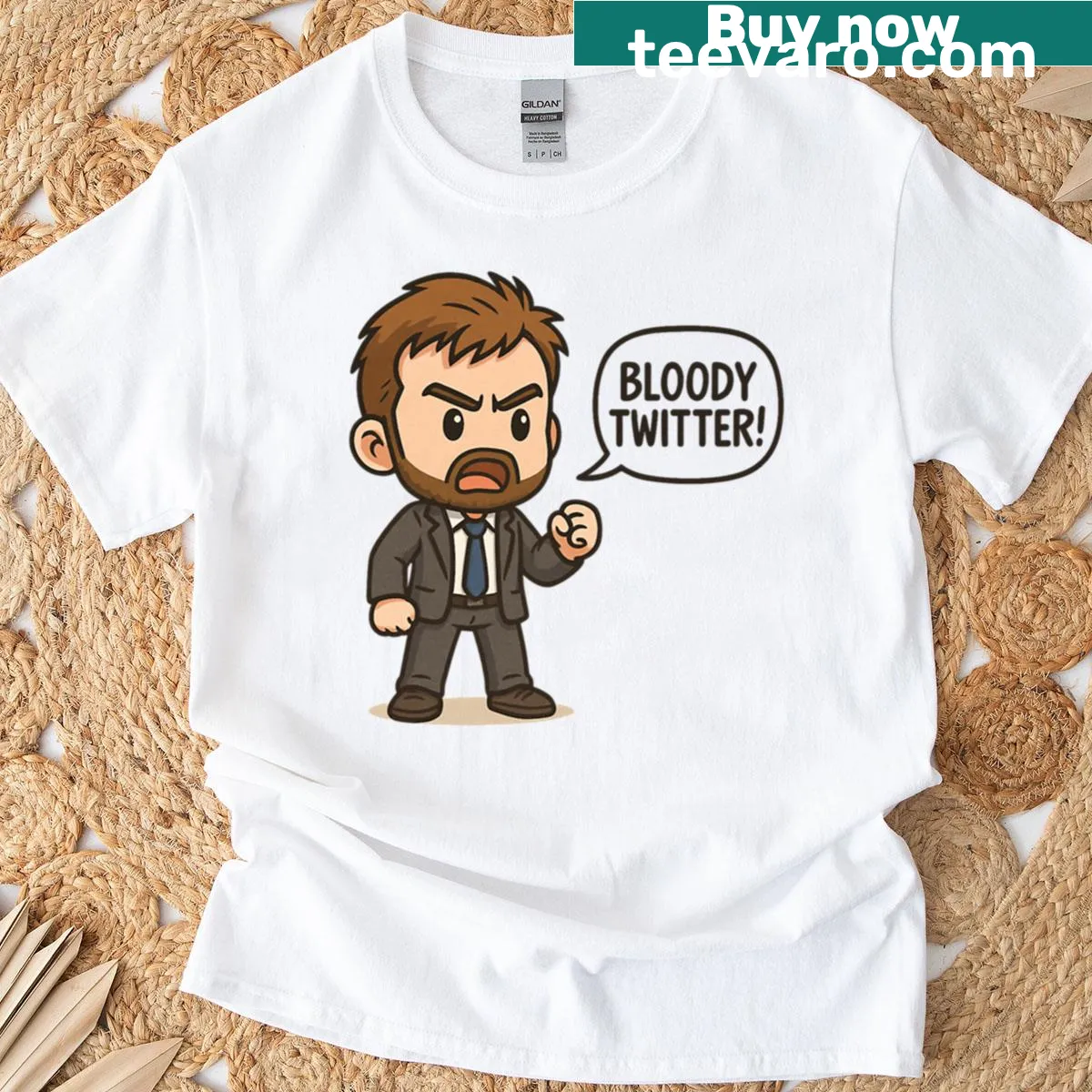 Chibi Alec Hardy graphic rant T-shirt — on a men's t-shirt