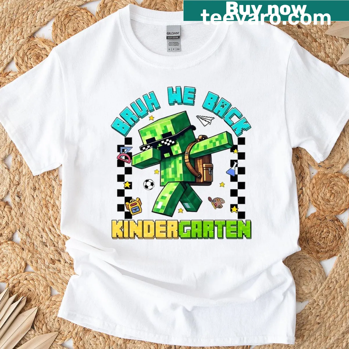 Funny T-shirt for kindergarten students with 'Bruh, We Back' text — on a men's t-shirt