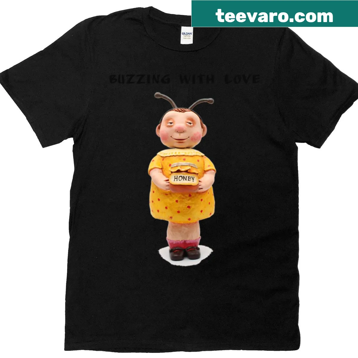 Cute bee girl art doll design on a playful t-shirt — on a men's t-shirt