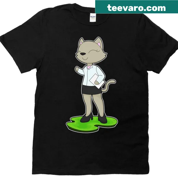 Cat Secretary Note T-shirt with playful feline graphic