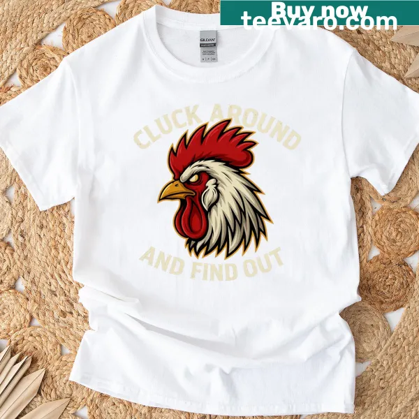 Cartoon angry rooster with text T-shirt design