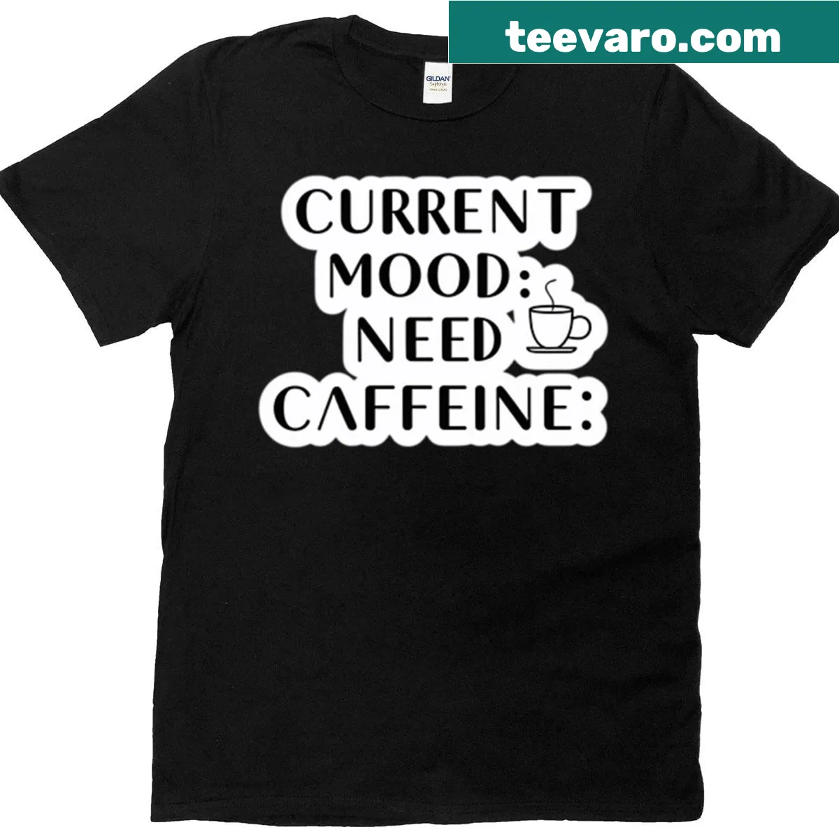 Aesthetic typography quote about caffeine on a t-shirt — on a men's t-shirt