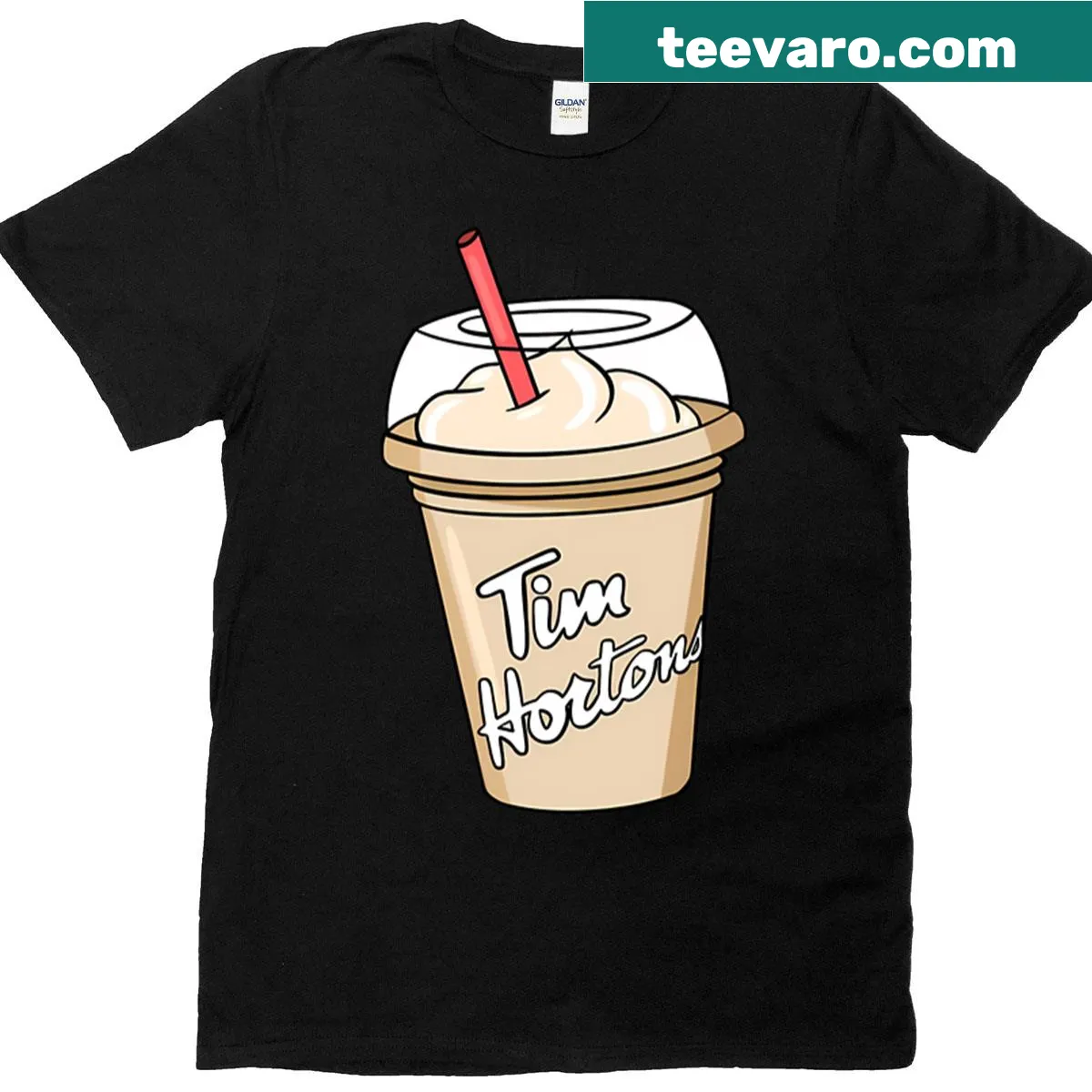 Cute coffee and donut sticker illustrations on a t-shirt — on a men's t-shirt