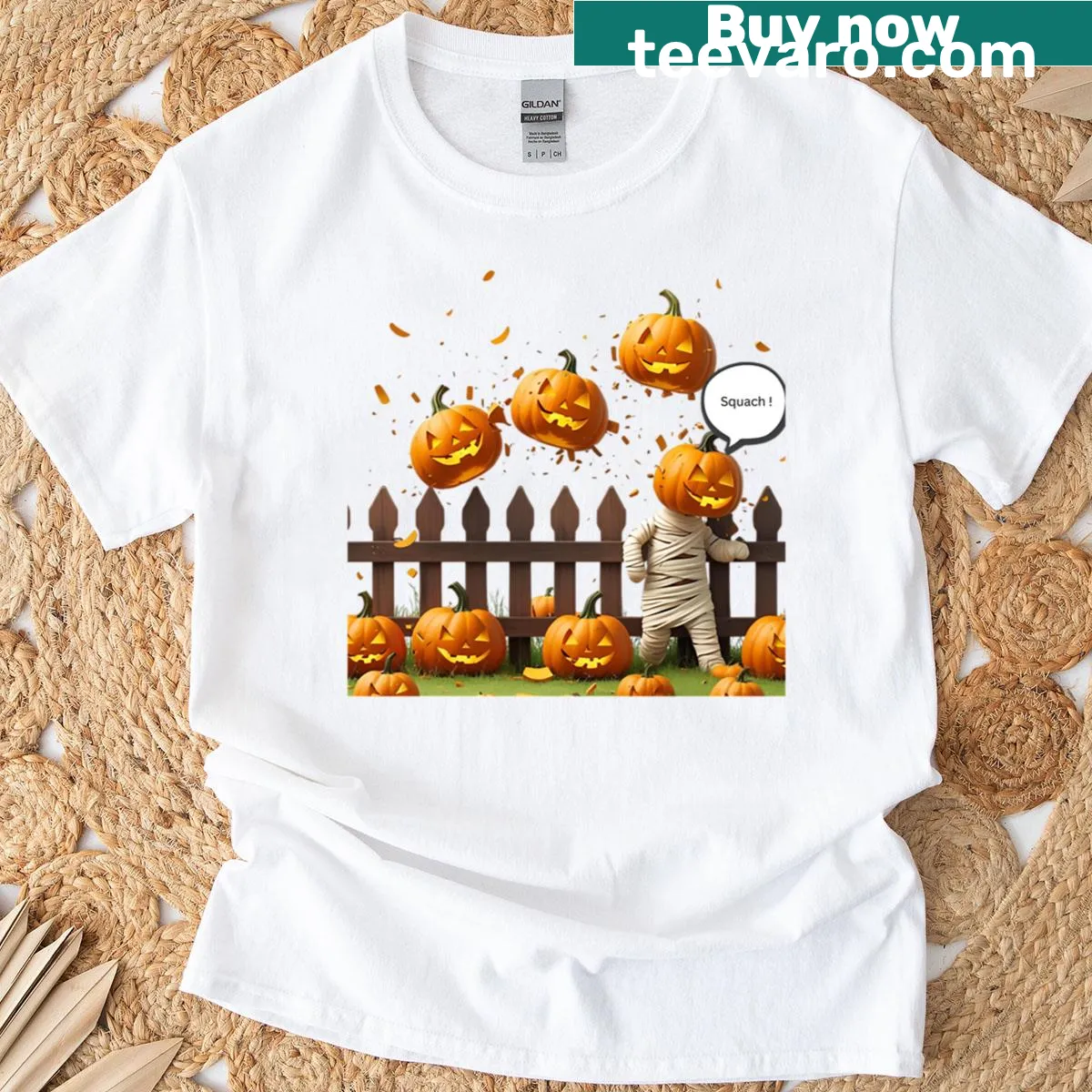 Whimsical moon Halloween T-shirt design — on a men's t-shirt