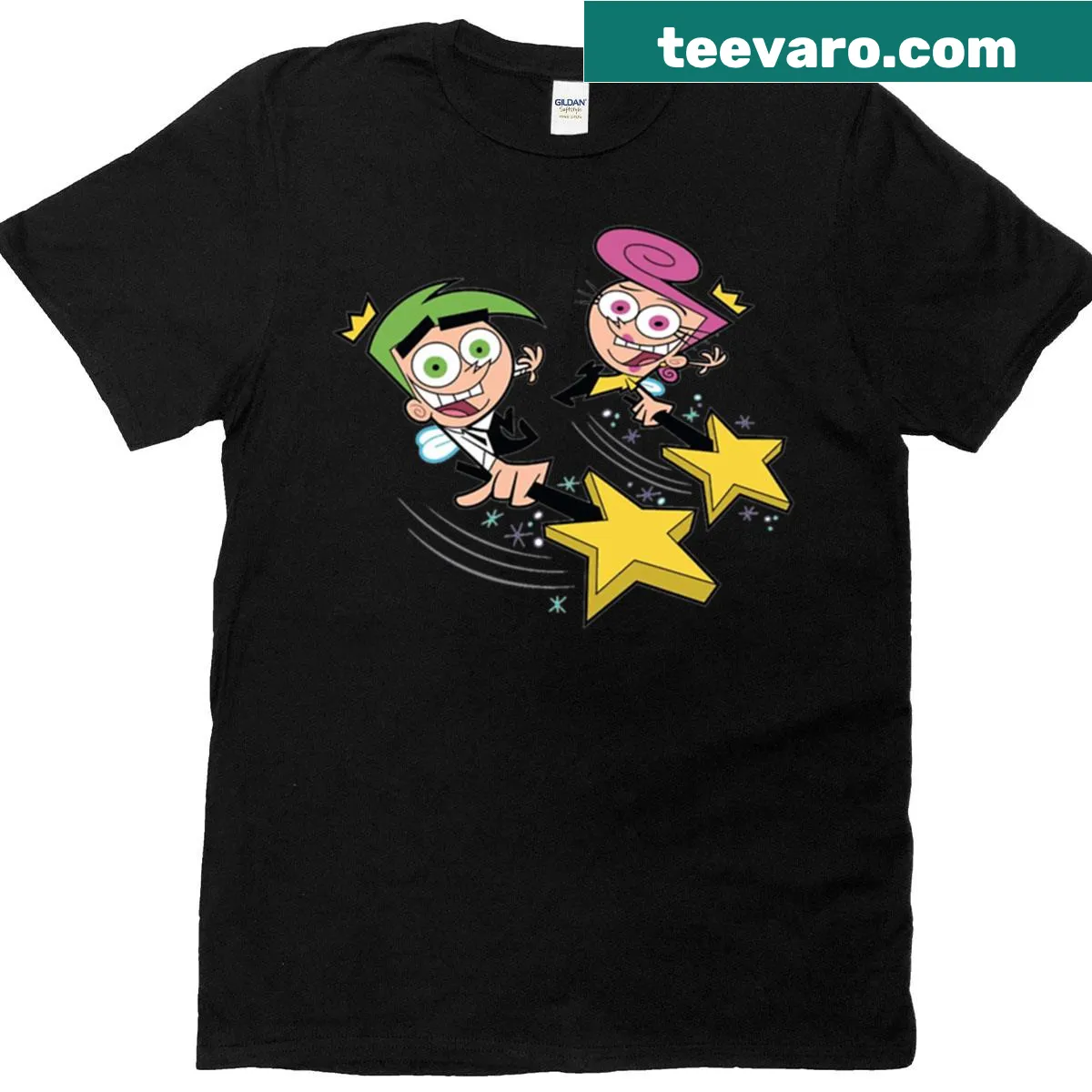 T-shirt featuring Cosmo and Wanda characters — on a men's t-shirt