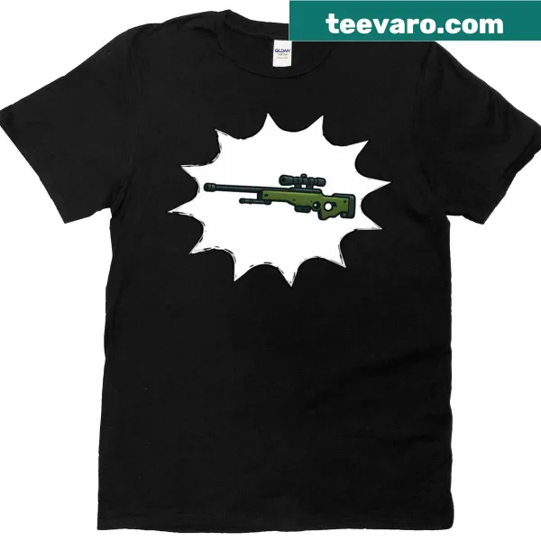 Minimalist AWP sniper rifle graphic on t-shirt