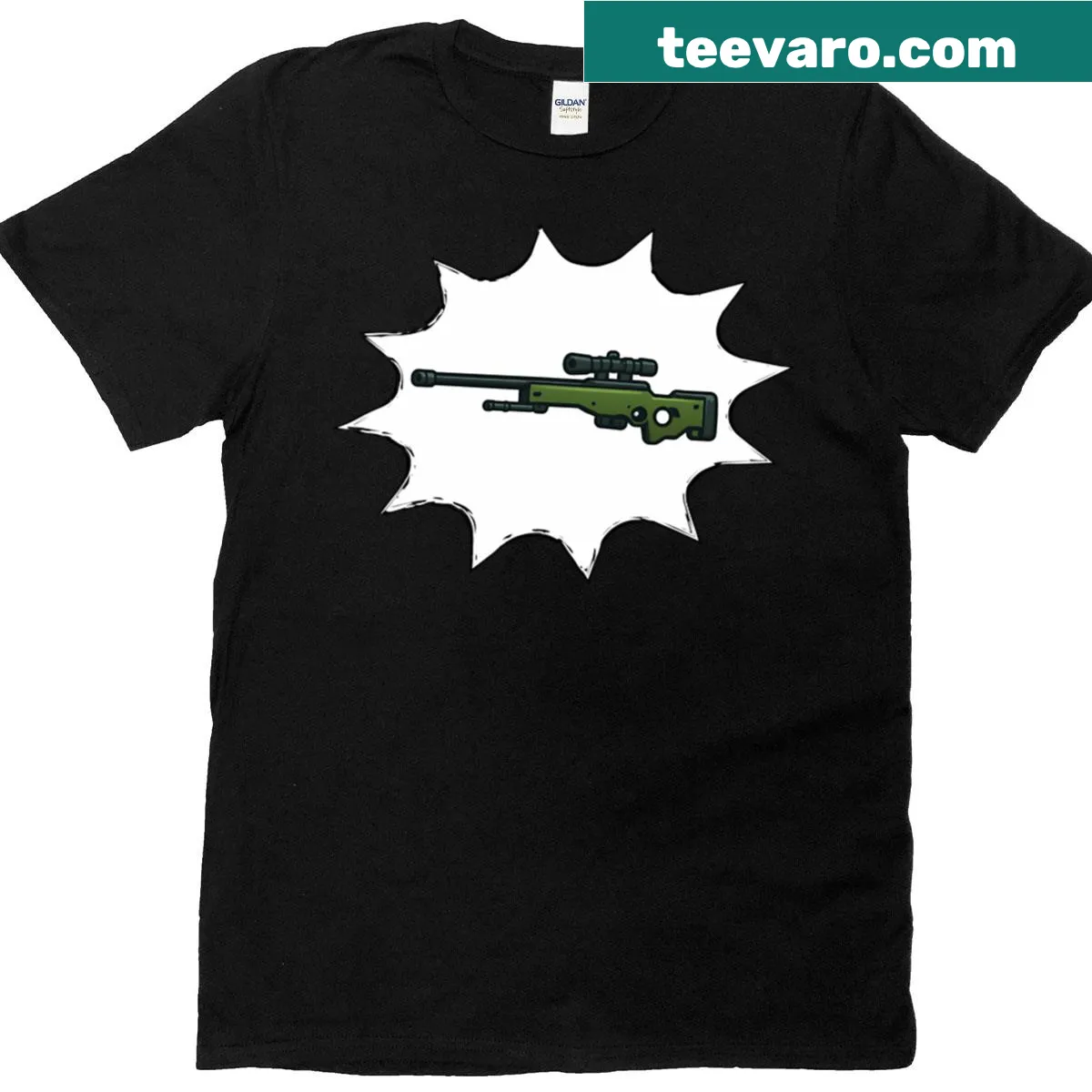 Minimalist AWP sniper rifle graphic on t-shirt — on a men's t-shirt