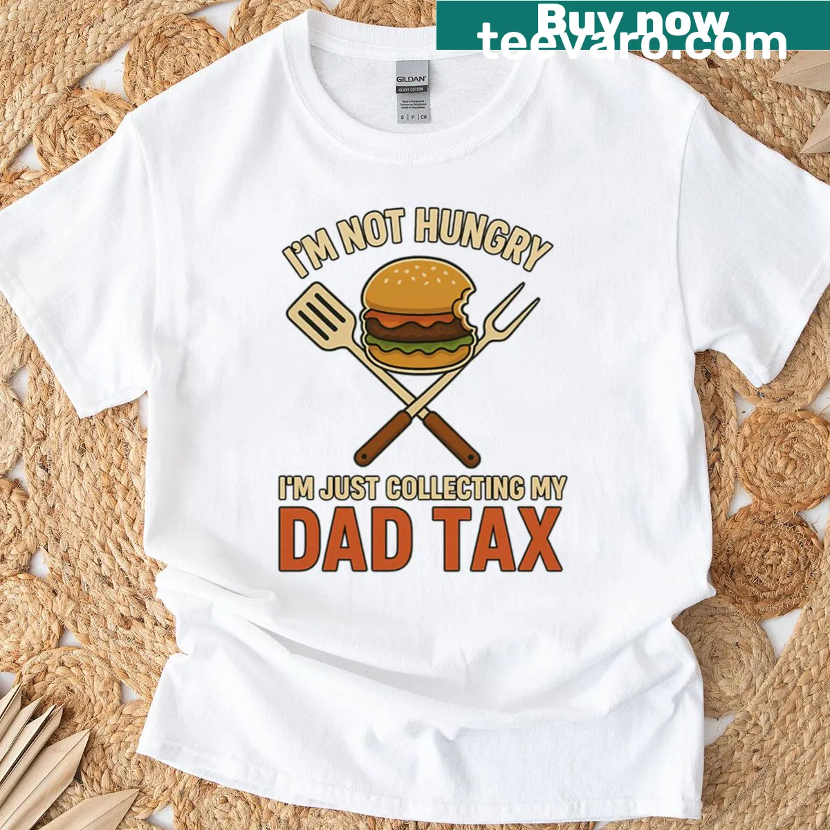 Dad Tax humorous oversized T-shirt for fathers — on a men's t-shirt
