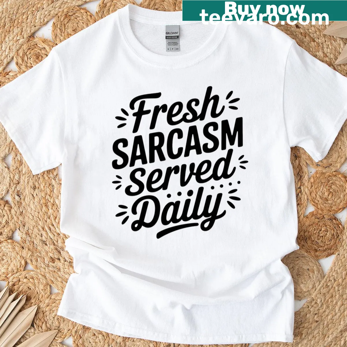Funny T-shirt featuring a daily sarcasm quote with bold typography — on a men's t-shirt