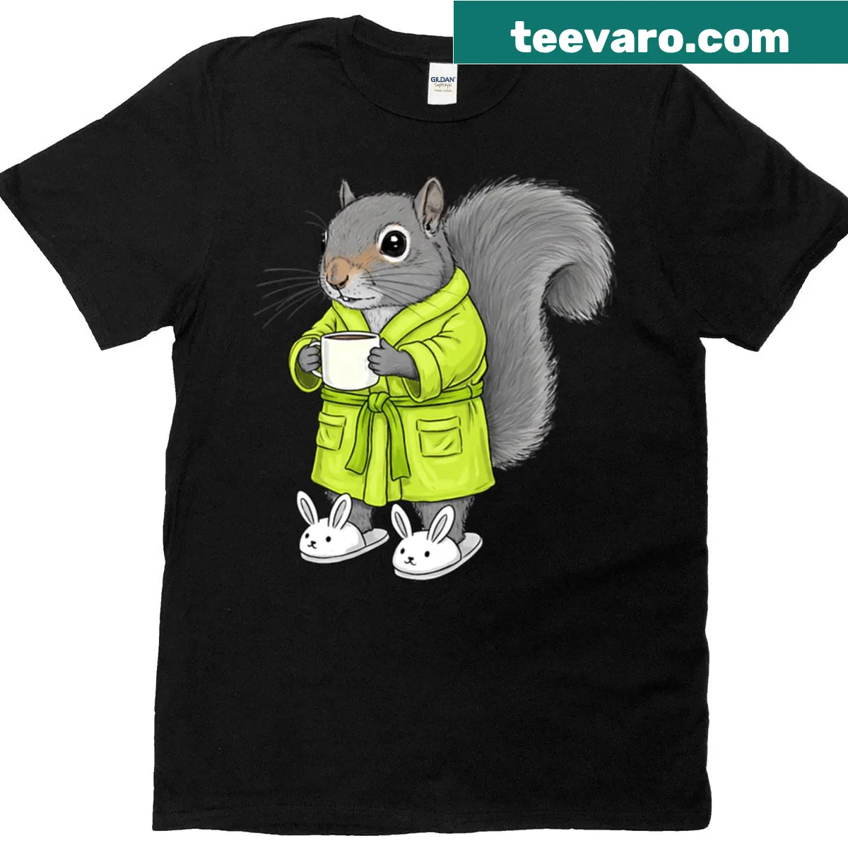 Oversized T-shirt featuring a playful squirrel graphic — on a men's t-shirt