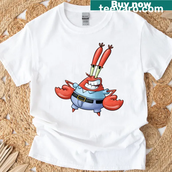Cartoon t-shirt featuring an excited Mr. Krabs