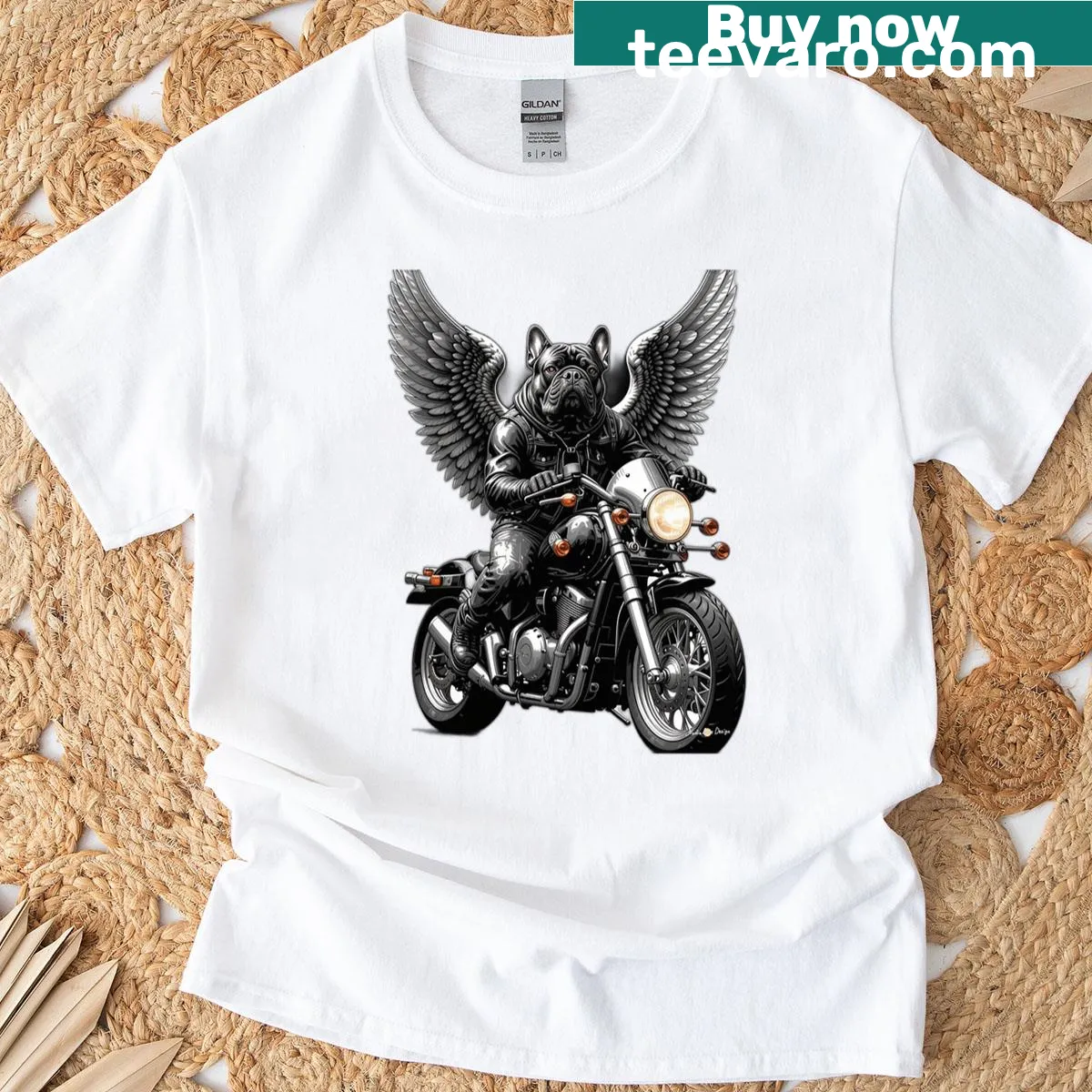 Illustration of a dog with wings on a T-shirt — on a men's t-shirt