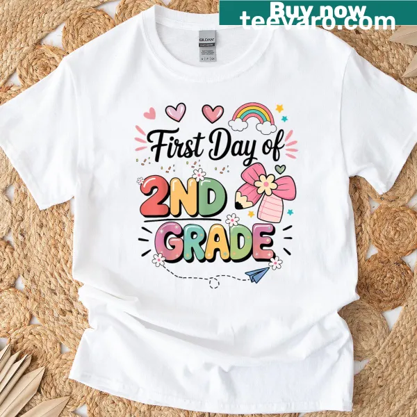 T-shirt celebrating the first day of second grade for girls