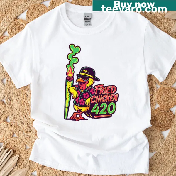 Humorous fried chicken graphic t-shirt for food lovers
