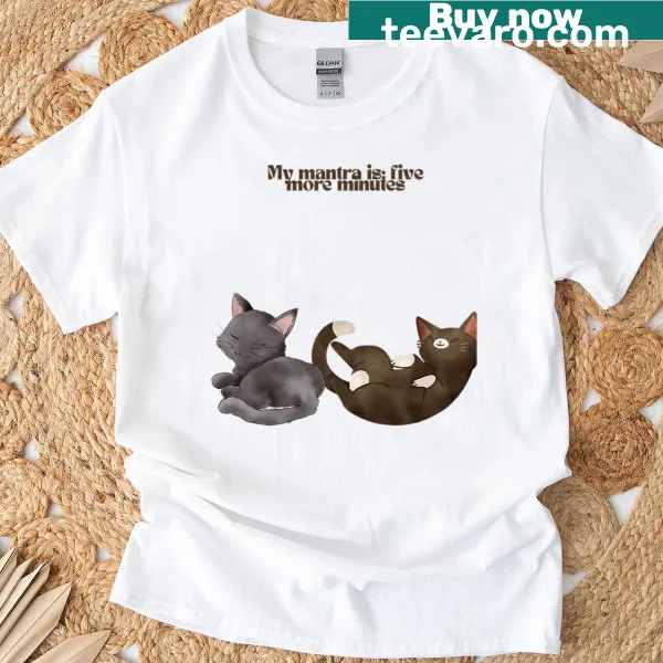 Funny cat yoga T-shirt with humorous mantra