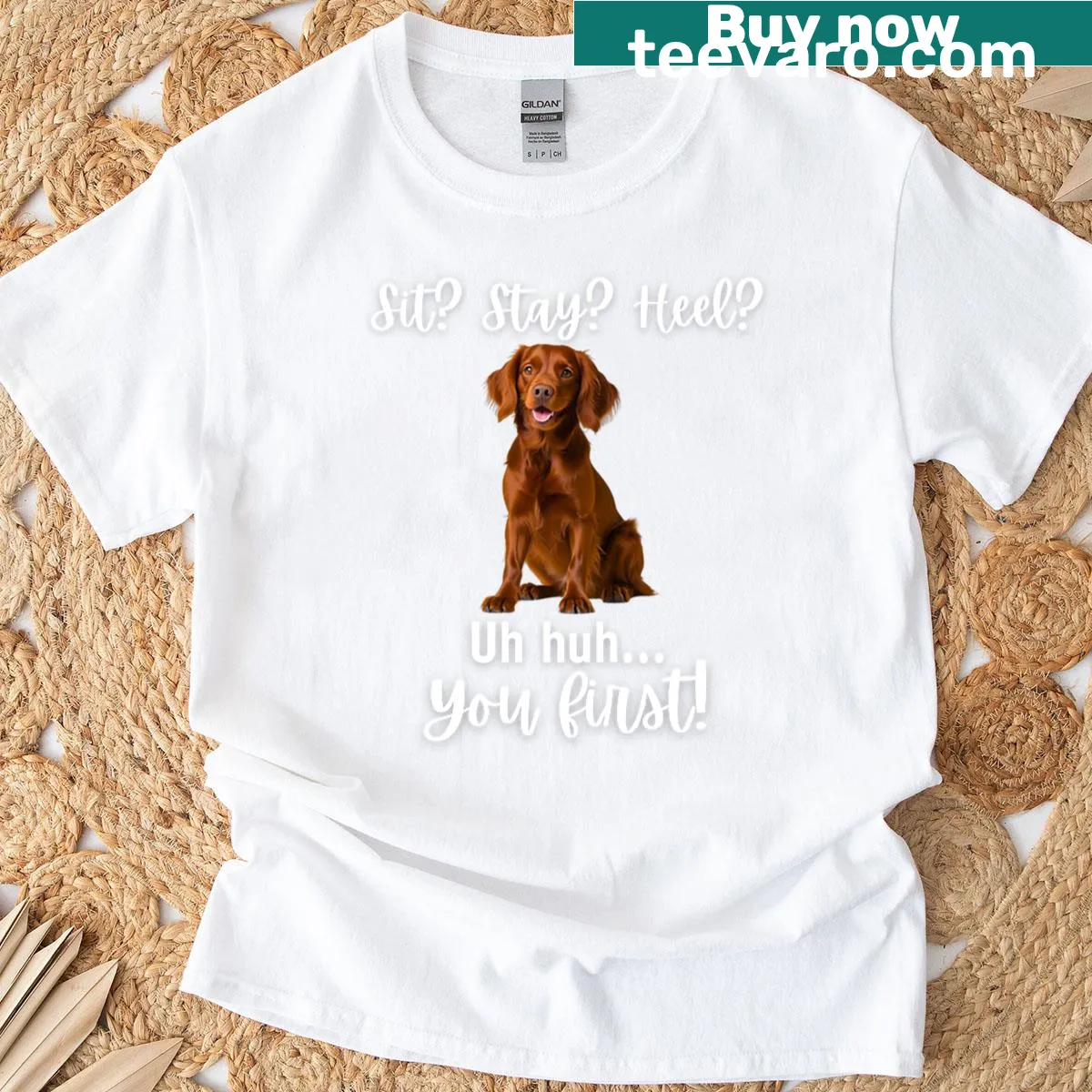 Humorous quote T-shirt for Irish Setter lovers. — on a men's t-shirt