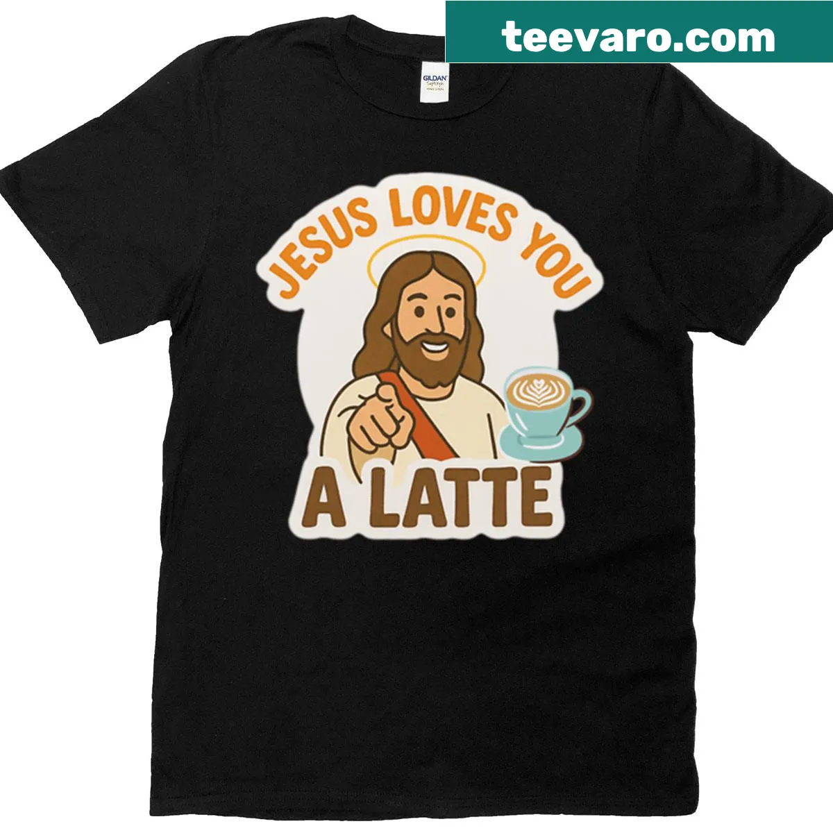 Funny coffee pun design about Jesus on a humorous t-shirt — on a men's t-shirt