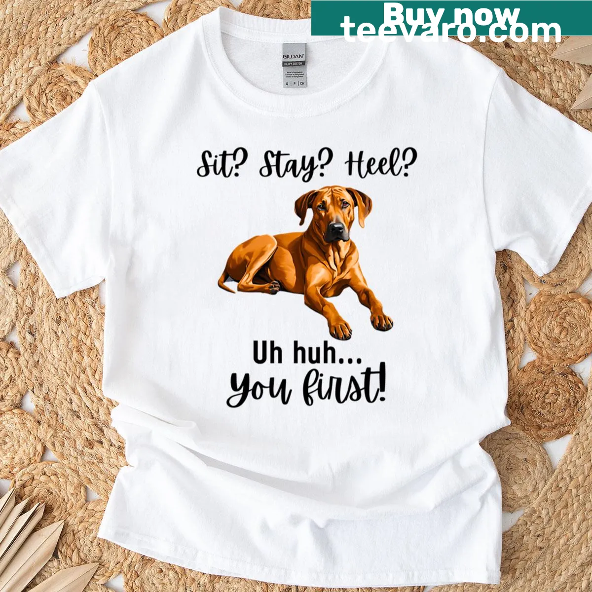 T-shirt featuring a funny quote about Rhodesian Ridgebacks — on a men's t-shirt