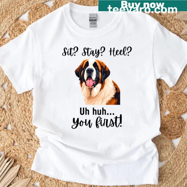 Playful St. Bernard graphic with funny quote on T-shirt