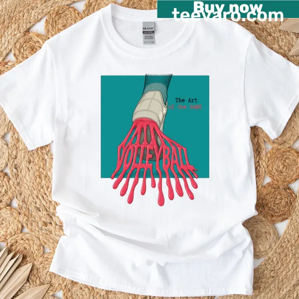 Funny volleyball graphic on a game-ready T-shirt