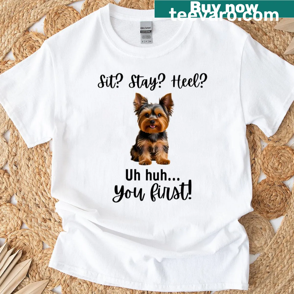 Funny Yorkshire Terrier T-shirt with humorous dog quote — on a men's t-shirt