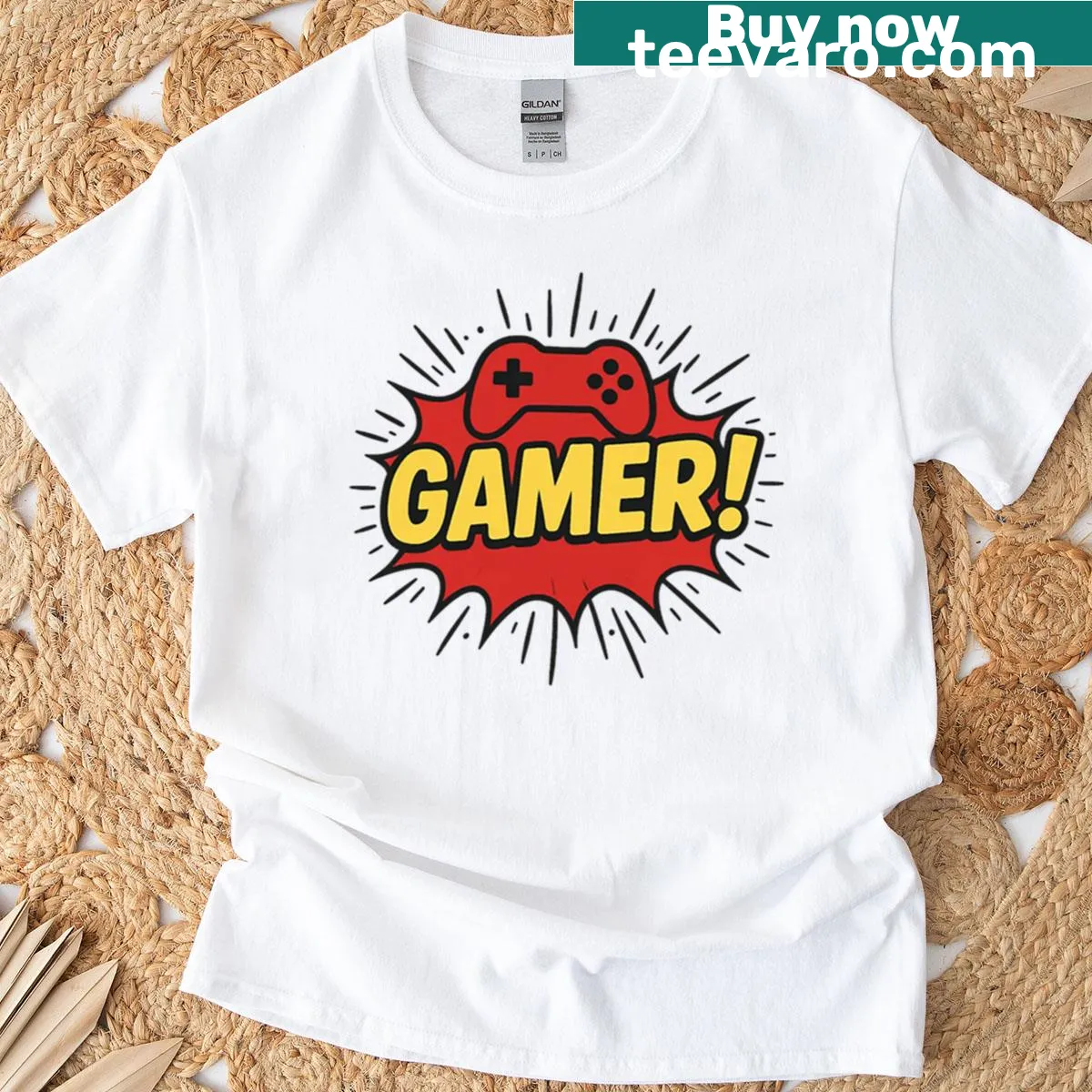 Bold Gamer With Passion t-shirt featuring dynamic typography — on a men's t-shirt