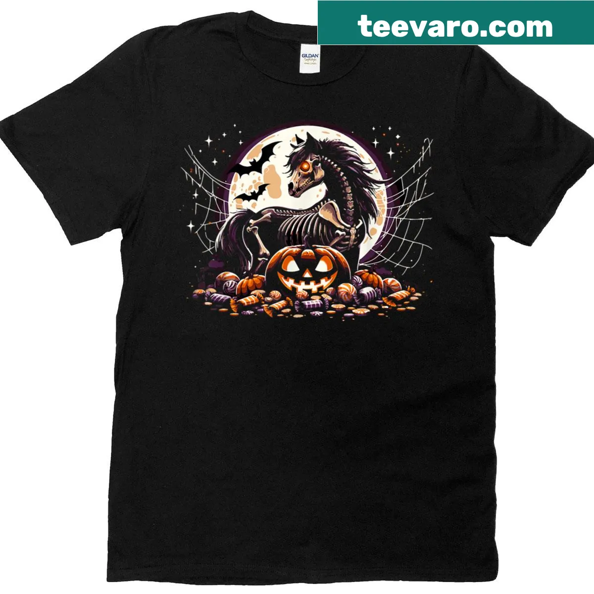Skeleton horse graphic for kids Halloween t-shirt — on a men's t-shirt