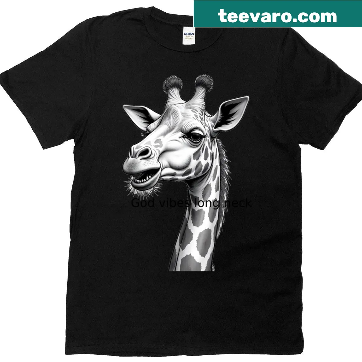 Stylish long neck T-shirt with 'God Vibes' graphic — on a men's t-shirt