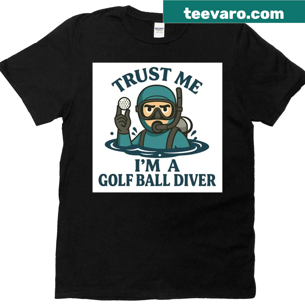 Funny golf ball diver text on a casual t-shirt — on a men's t-shirt