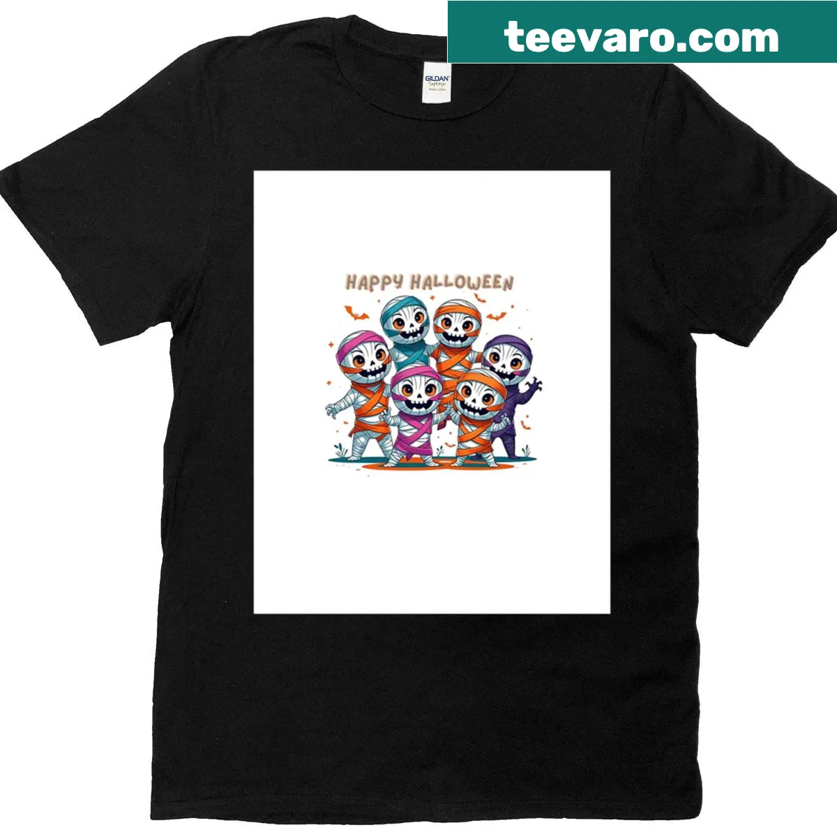 Whimsical Halloween graphic T-shirt with festive designs — on a men's t-shirt