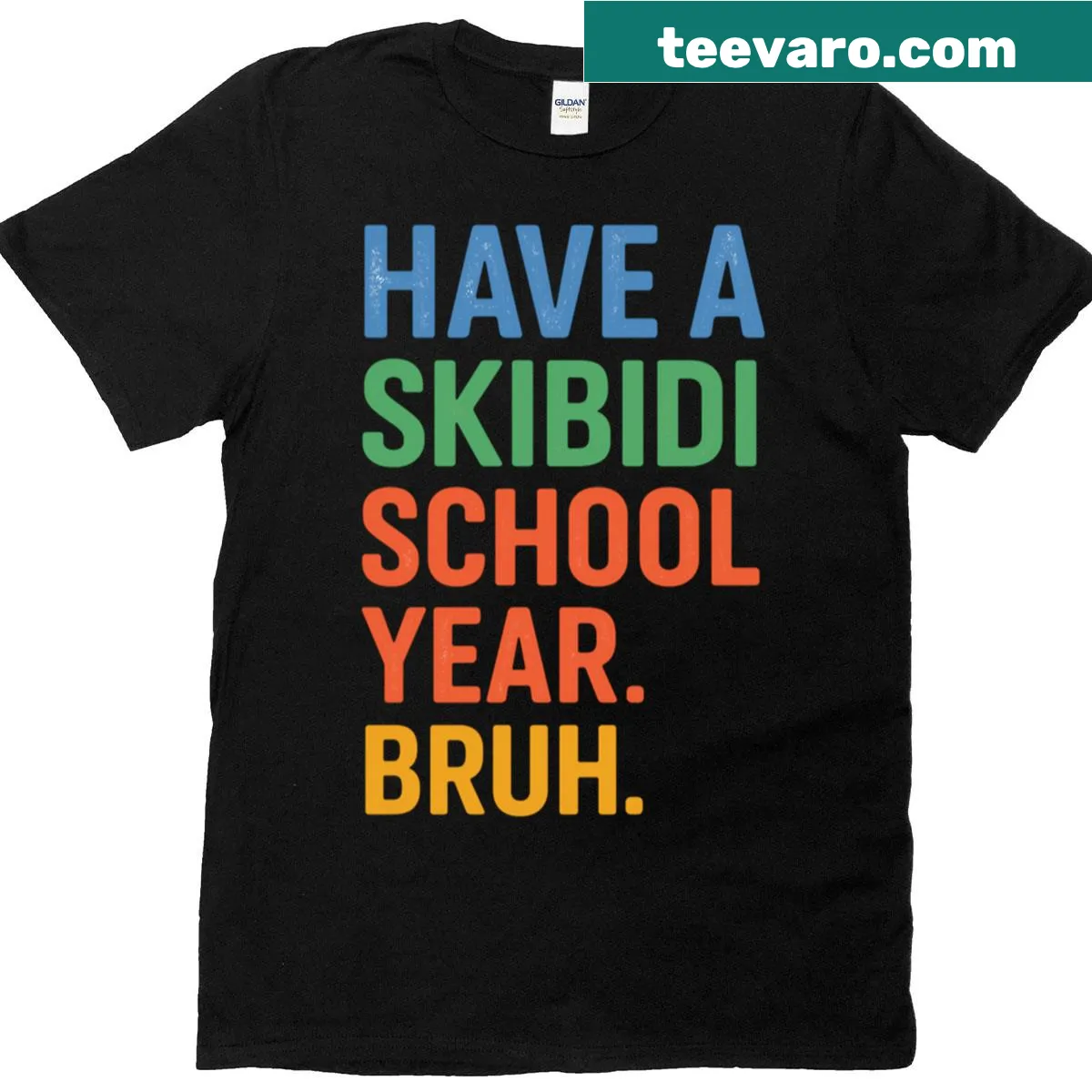Funny back-to-school shirt with Skibidi phrase in bold text — on a men's t-shirt