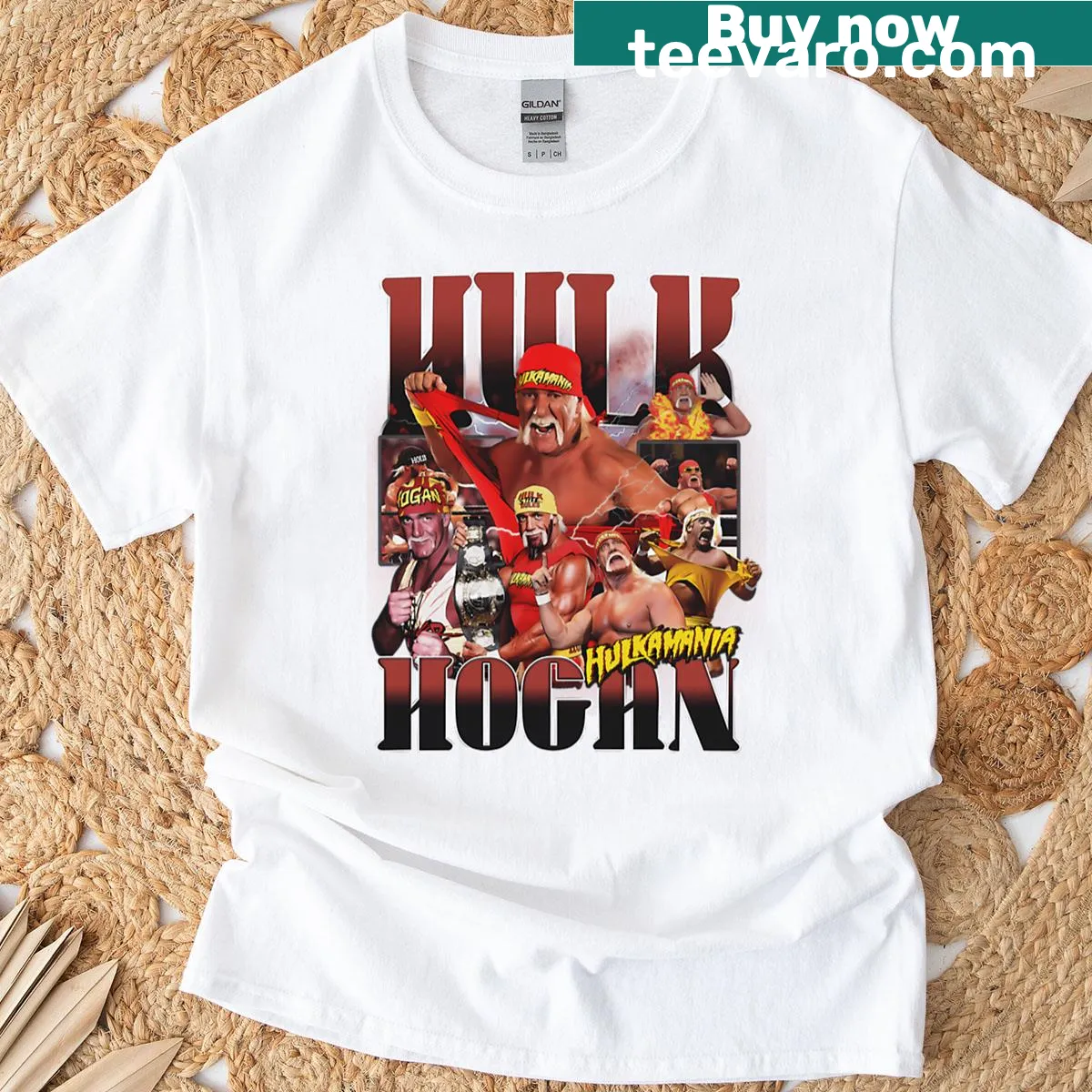Vintage t-shirt honoring Hulk Hogan with a distressed design — on a men's t-shirt